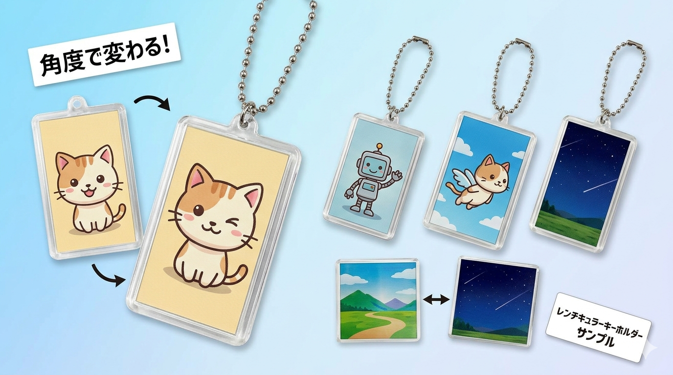 ライオン達のレンチキュラーキーホルダー